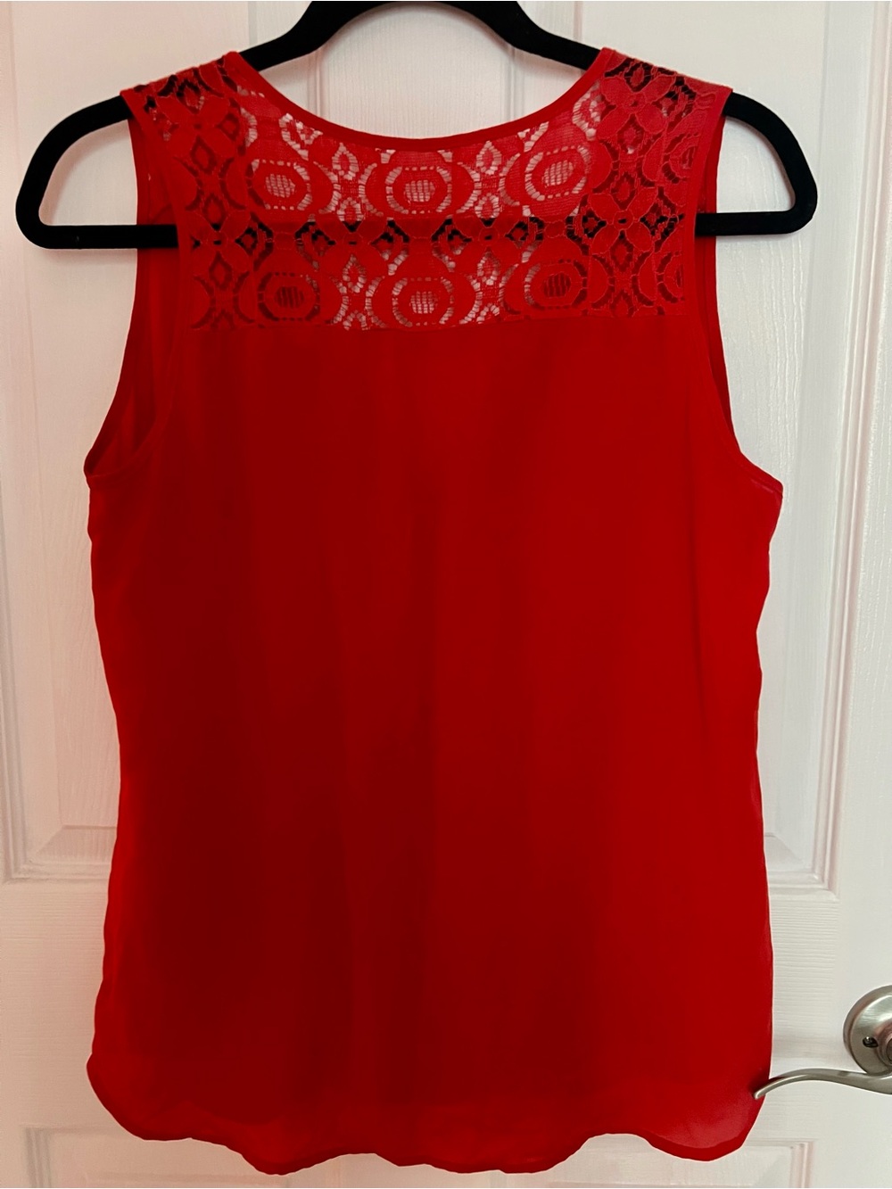 New York & Company Red Lace-Yoke Sleeveless Camisole - Picture 2 of 3